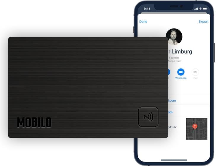 Mobilo Digital Business Card - Tap, Share, Connect - No App Required - Android & Smart Phone - Black Metal Card - Image 1